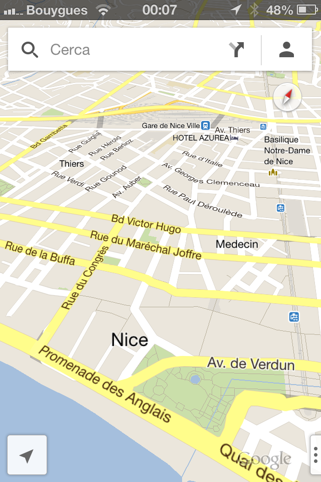iOS Google Maps application combines  subtle realistic elements (shadows, embossed icons) with a minimal, flat interface